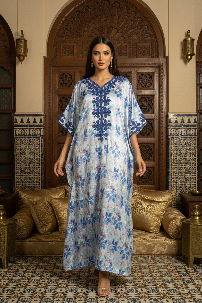 Embroidered Silk Feel Jalabiya LC 018