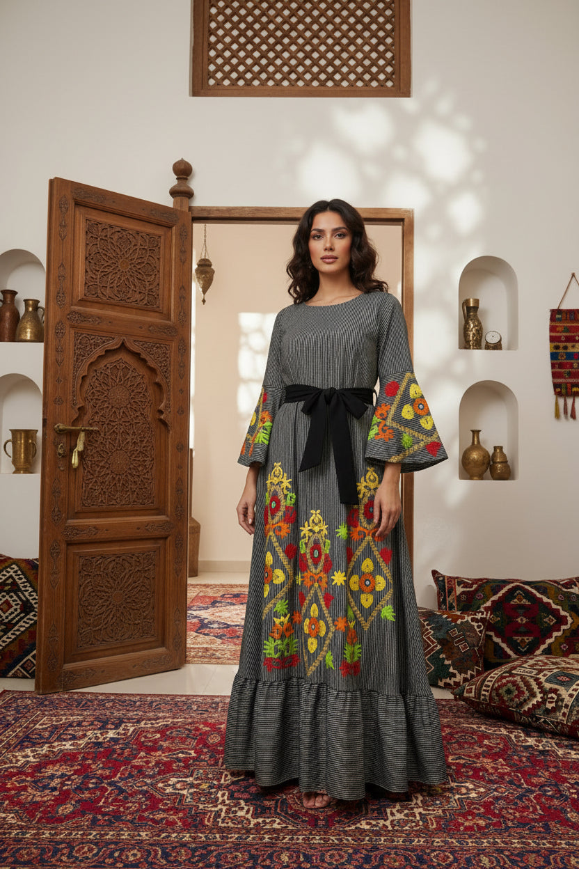 Embroidered Silk Feel Jalabiya LC 030