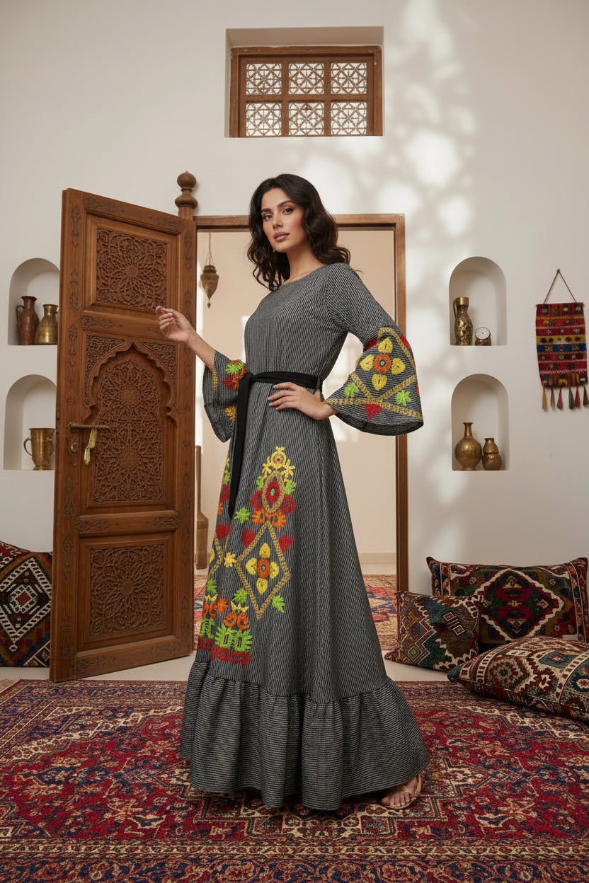Embroidered Silk Feel Jalabiya LC 030