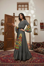 Embroidered Silk Feel Jalabiya LC 030