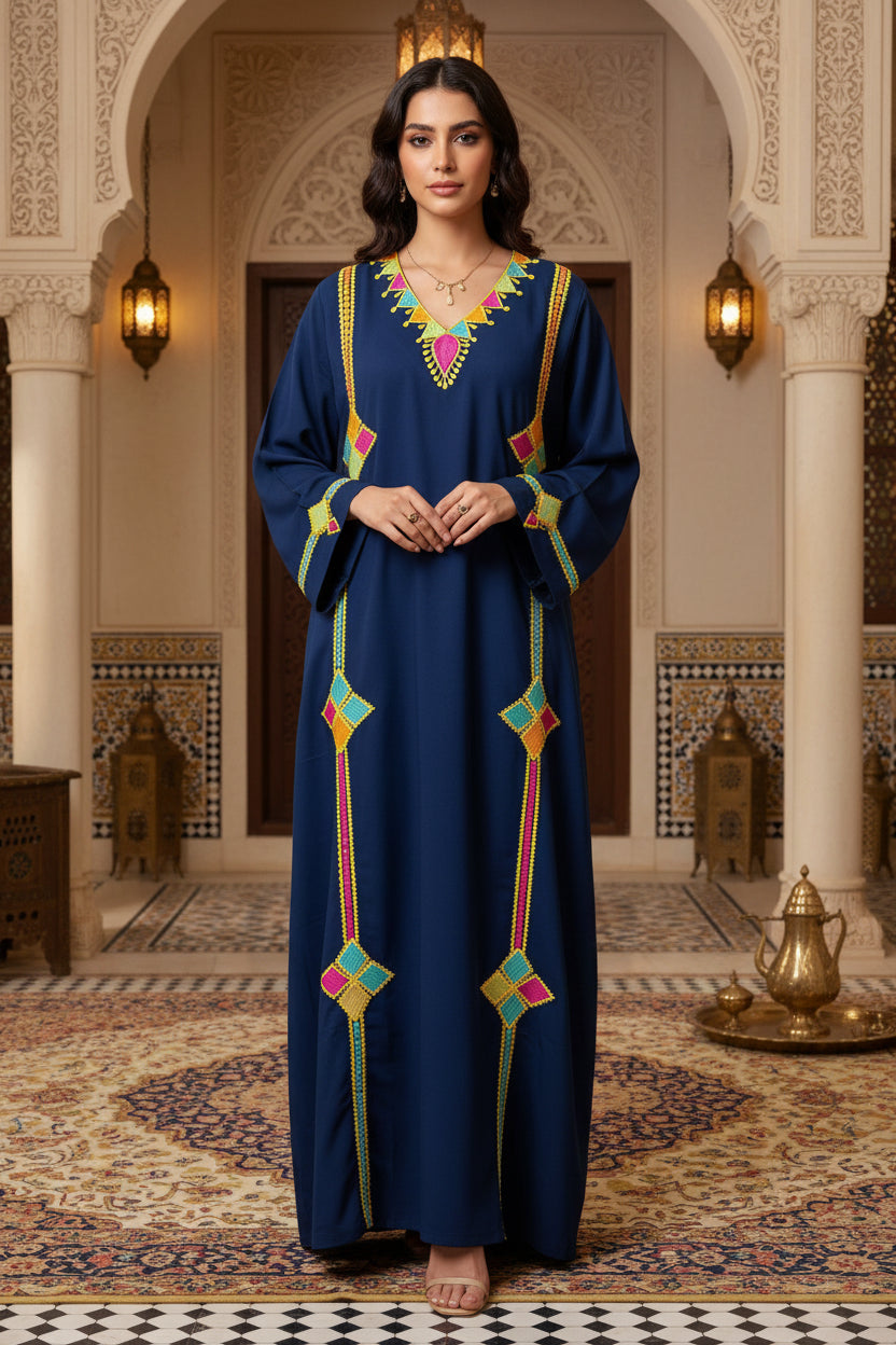 Handmade Embroidered Cotton Jalabiya - LC 028