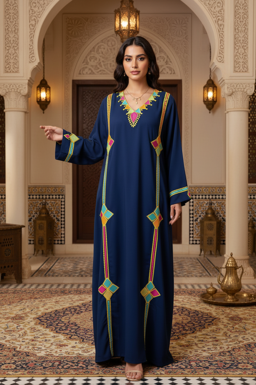 Handmade Embroidered Cotton Jalabiya - LC 028