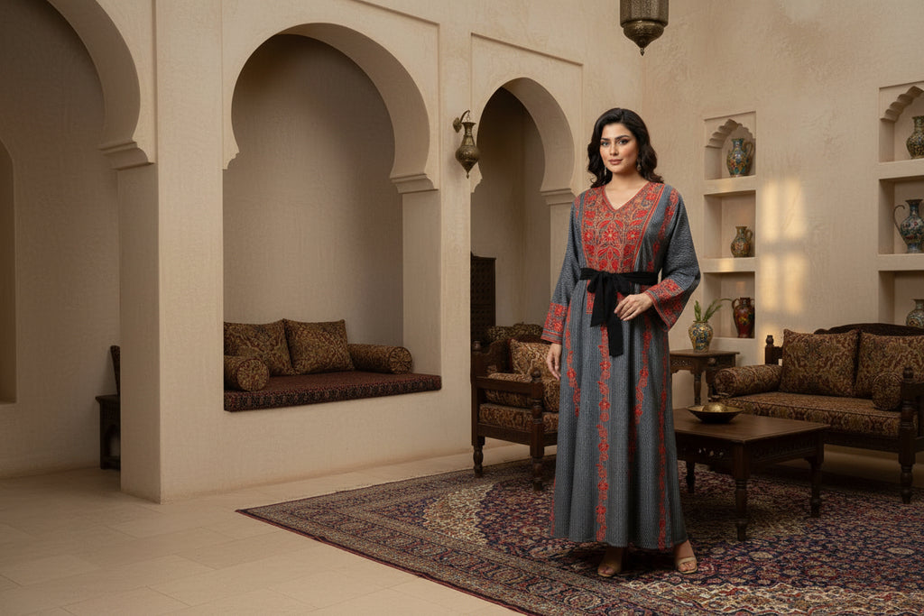 Embroidered Silk Feel Jalabiya LC 012