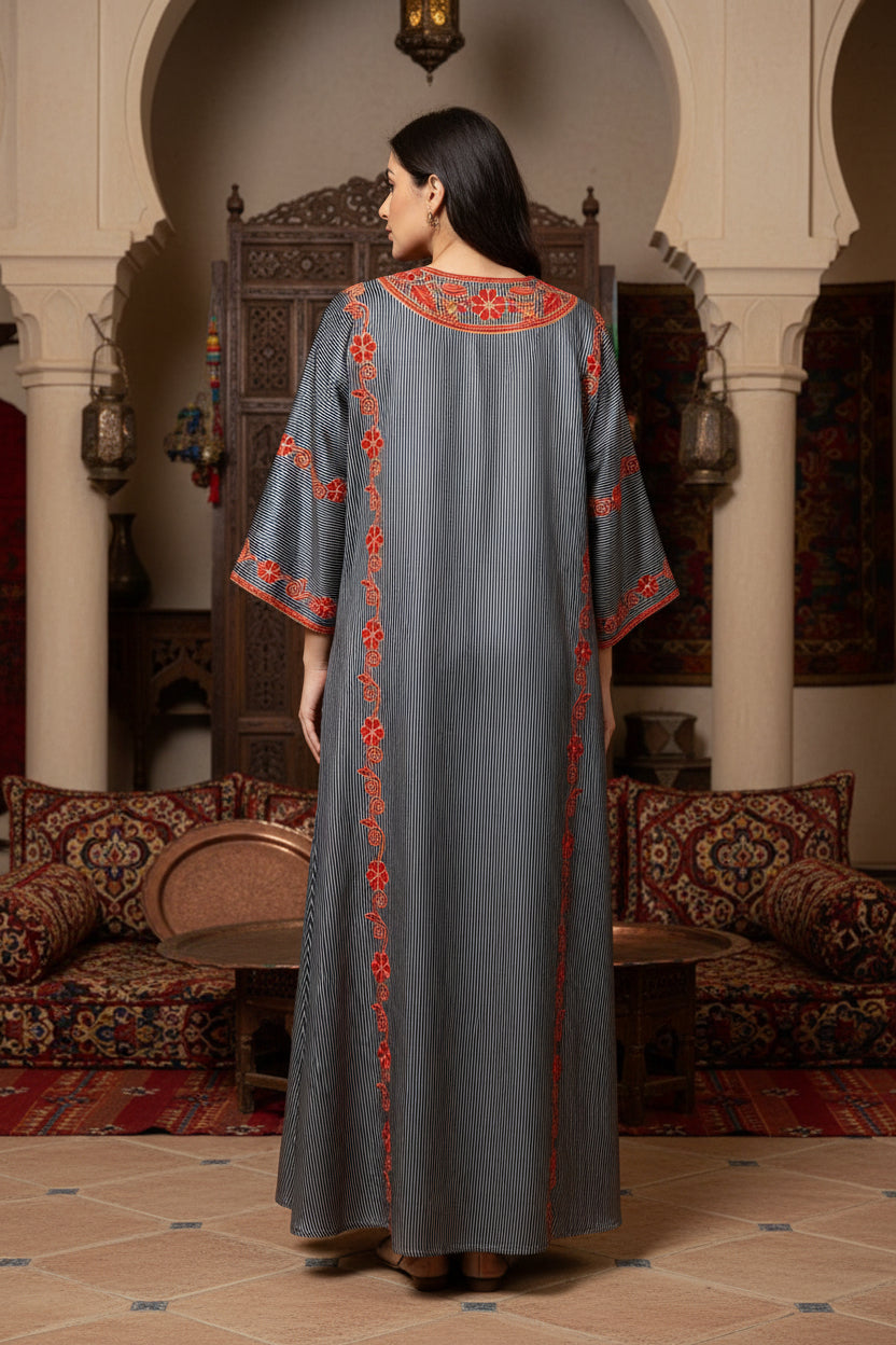 Embroidered Silk Feel Jalabiya LC 012