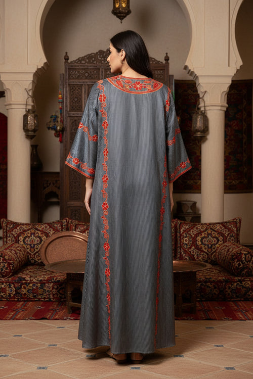 Embroidered Silk Feel Jalabiya LC 012