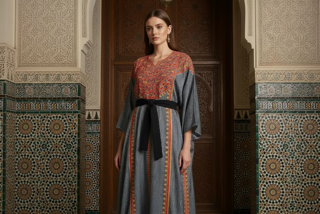 Embroidered Silk Feel Jalabiya LC 011