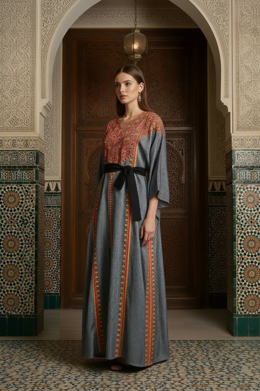 Embroidered Silk Feel Jalabiya LC 011