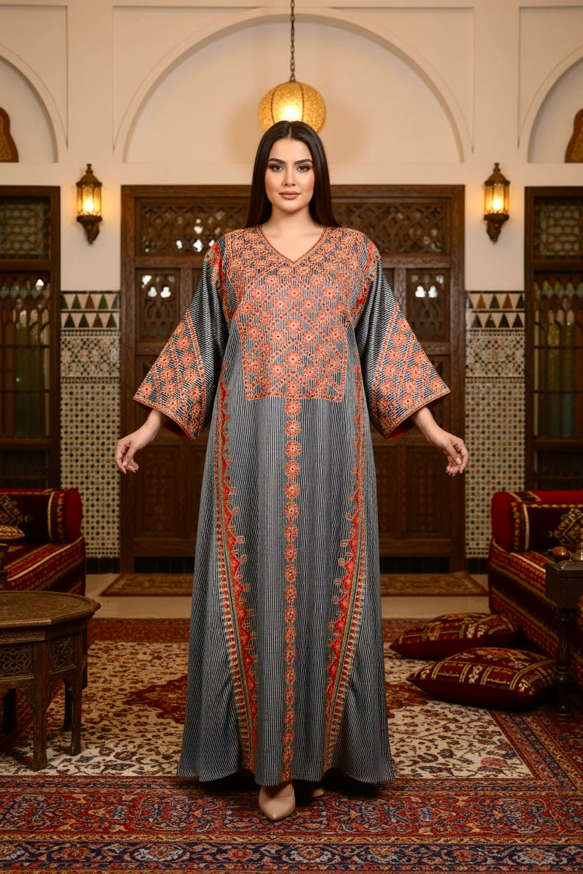 Embroidered Silk Feel Jalabiya LC 026